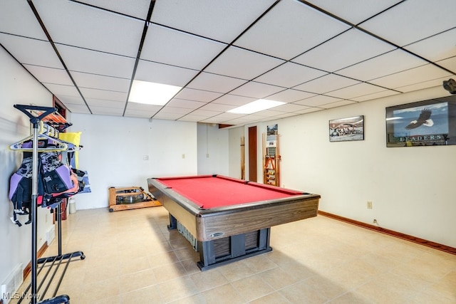 3613 Peninsula Dr, Akron, OH 44319 - recreation room with billiards table and a drop ceiling