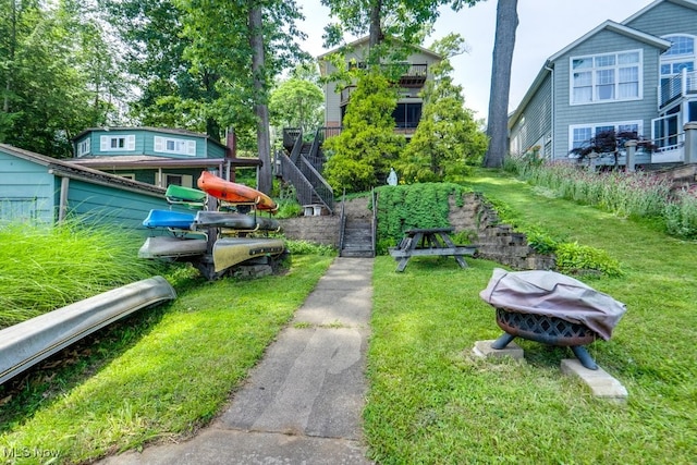3613 Peninsula Dr, Akron, OH 44319 - view of grassy yard featuring stairs