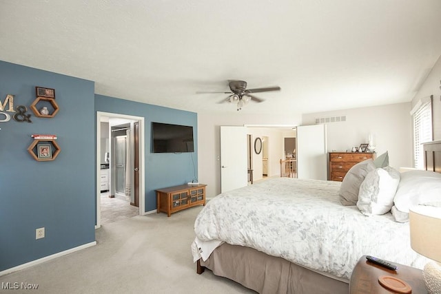 31382 Saint Andrews, Westlake, OH 44145 - bedroom featuring light colored carpet, a ceiling fan, and ensuite bath