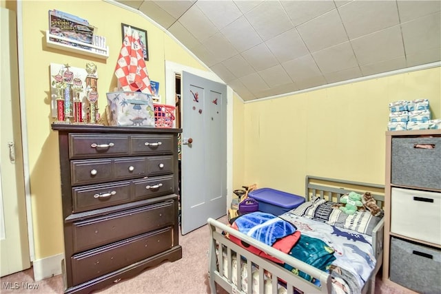 37 S Cedar St, Geneva, OH 44041 - bedroom featuring lofted ceiling and light carpet