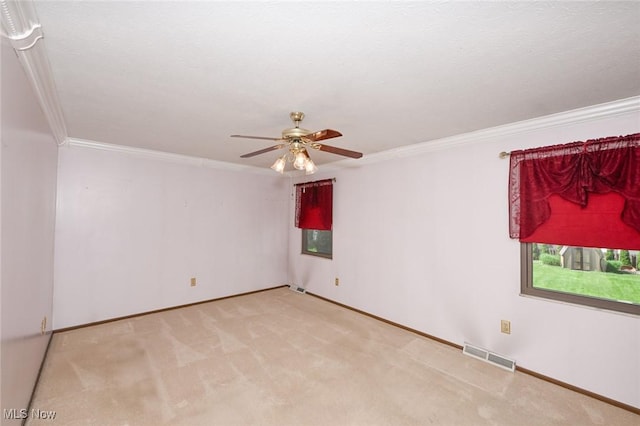 26788 Skyline Dr, Olmsted Twp, OH 44138 - spare room with ceiling fan, ornamental molding, and carpet floors