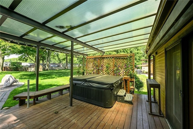 26788 Skyline Dr, Olmsted Twp, OH 44138 - wooden deck featuring a hot tub