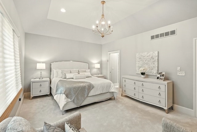3880 Waterford Ct, Orange, OH 44122 - bedroom with a chandelier and light colored carpet
