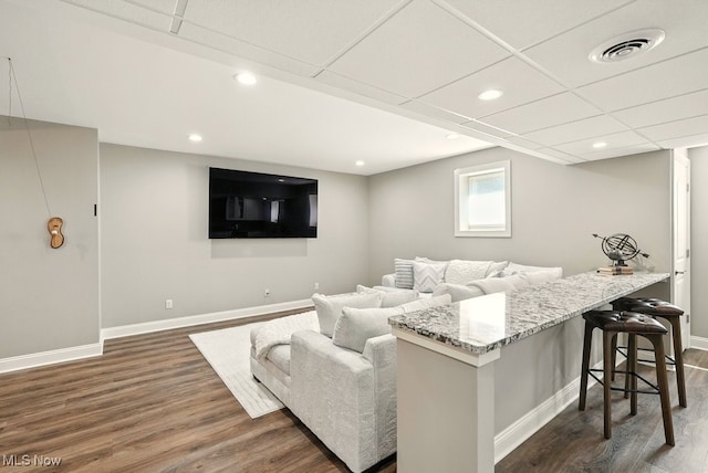 3880 Waterford Ct, Orange, OH 44122 - living room featuring dark wood-style floors and recessed lighting