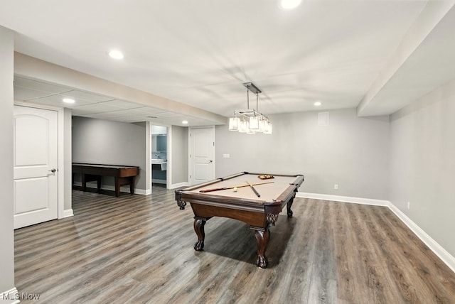 3880 Waterford Ct, Orange, OH 44122 - playroom with wood finished floors, billiards, and recessed lighting