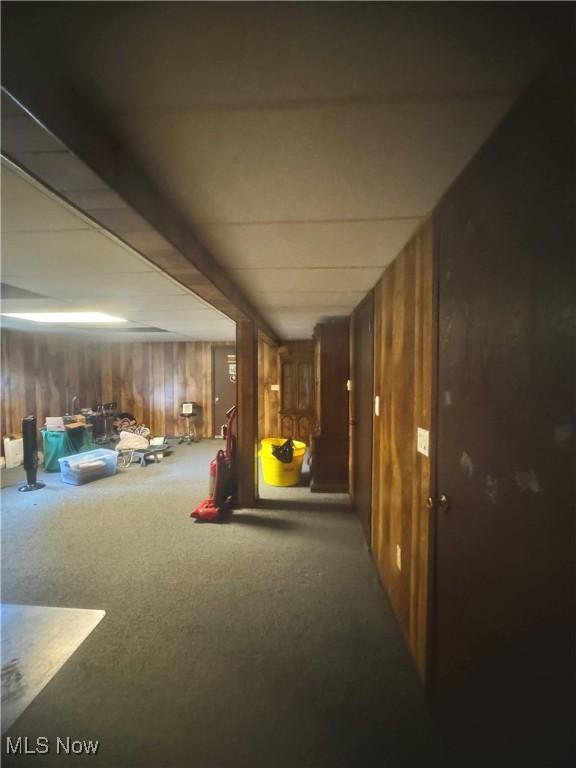 1104 Lantern, East Liverpool, OH 43920 - finished basement with carpet flooring and wood walls