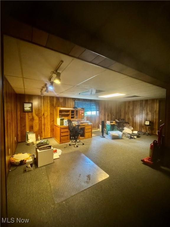 1104 Lantern, East Liverpool, OH 43920 - office with wood walls, carpet, and track lighting