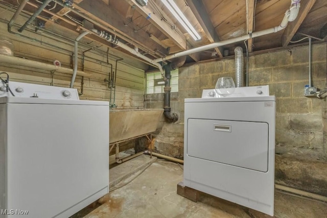 4706 Lansing Dr, North Olmsted, OH 44070 - basement with independent washer and dryer and a sink