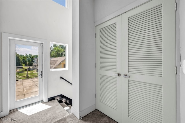 11901 Detroit Ave, Lakewood, OH 44107 - doorway featuring carpet, plenty of natural light, and a high ceiling