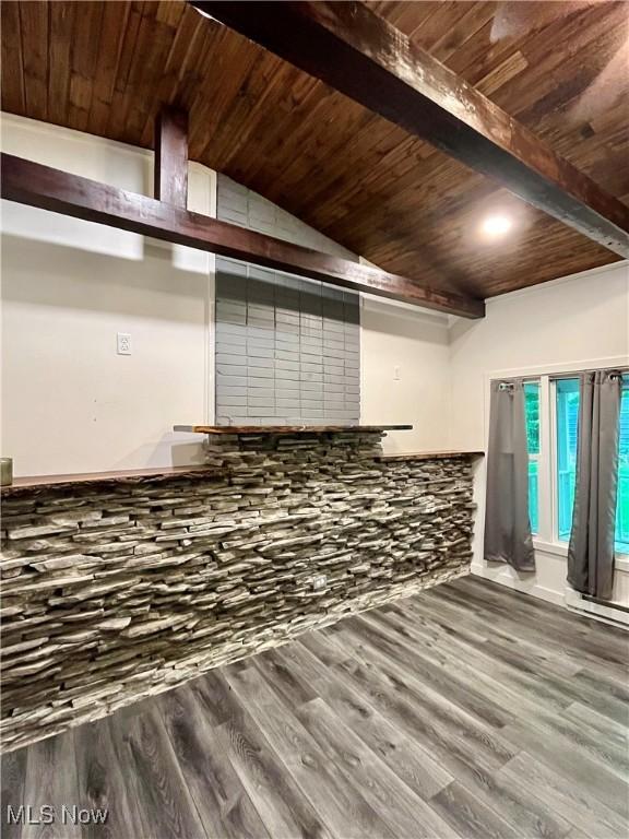 4807 Laskey Rd, Rome, OH 44085 - unfurnished living room with wood ceiling and wood finished floors