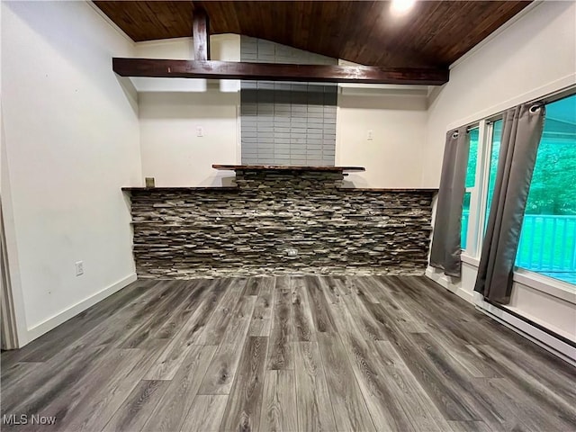 4807 Laskey Rd, Rome, OH 44085 - unfurnished room with wood ceiling, wood finished floors, and lofted ceiling