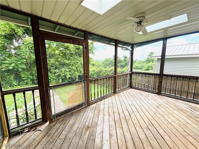1709 Washington Blvd, Belpre, OH 45714 - unfurnished sunroom with a skylight and a ceiling fan