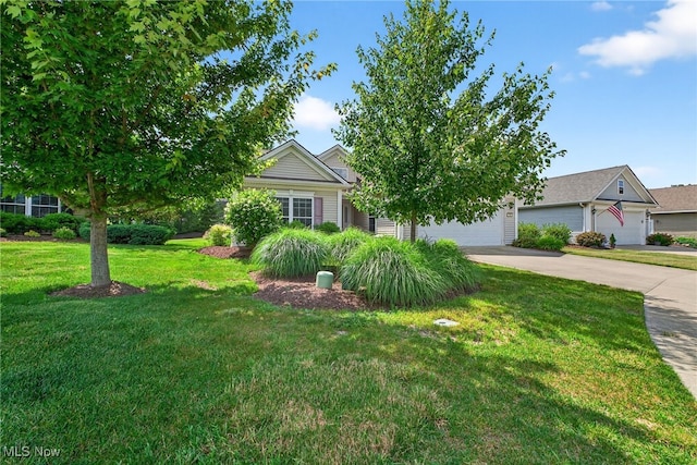 498 Water Pointe Ln, Brunswick, OH 44212 - view of property hidden behind natural elements featuring concrete driveway, a front lawn, and an attached garage