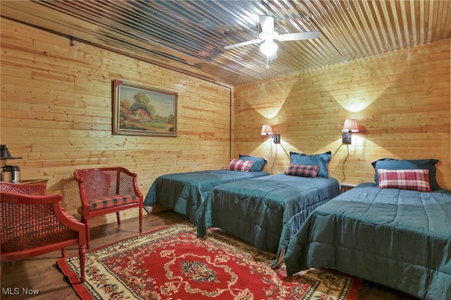 11140 Andrus Dr, Glouster, OH 45732 - bedroom featuring wooden walls and wood finished floors