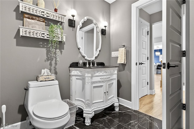 14370 Washington Blvd, University Heights, OH 44118 - half bathroom with vanity and marble finish floors