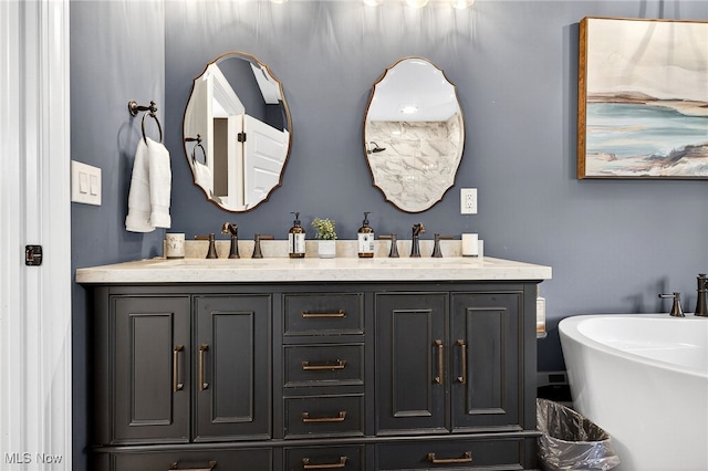 14370 Washington Blvd, University Heights, OH 44118 - bathroom with double vanity and a freestanding tub