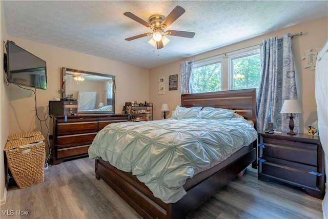 4950 Trafalgar St SW, Canton, OH 44706 - bedroom featuring wood finished floors, a textured ceiling, and a ceiling fan