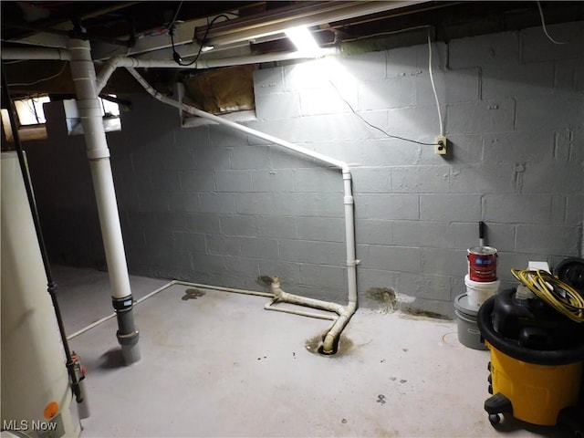 2804 Avon Blvd, Ashtabula, OH 44004 - unfinished below grade area with concrete block wall and water heater