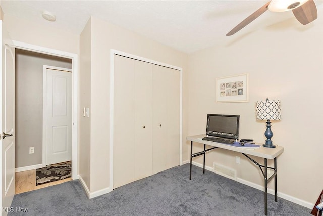 7148 N Brewster Pl, Concord, OH 44077 - carpeted office featuring a ceiling fan and baseboards