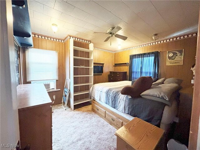 707 Jefferson St, Toronto, OH 43964 - bedroom featuring multiple windows, carpet, wooden walls, and cooling unit