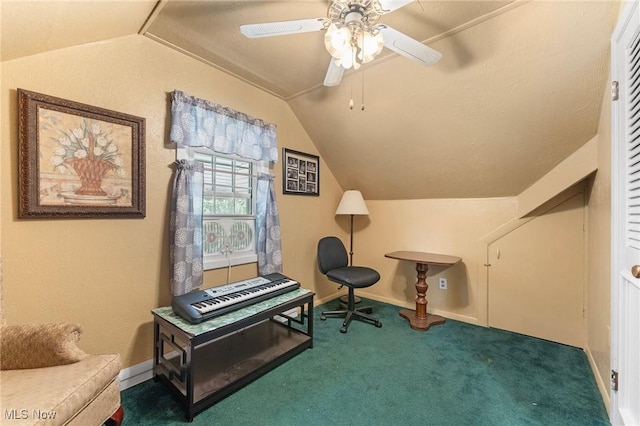 4843 Summer Ln, Brooklyn, OH 44144 - sitting room with lofted ceiling, a ceiling fan, and carpet
