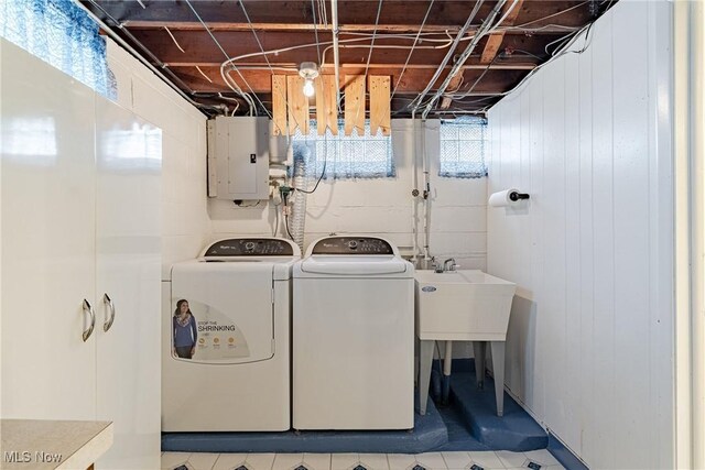 29511 Grand Blvd, Wickliffe, OH 44092 - laundry room with electric panel and washing machine and dryer