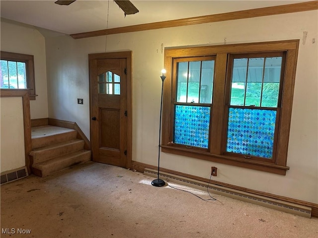 339 High St, Kent, OH 44240 - carpeted foyer entrance featuring stairway and ceiling fan