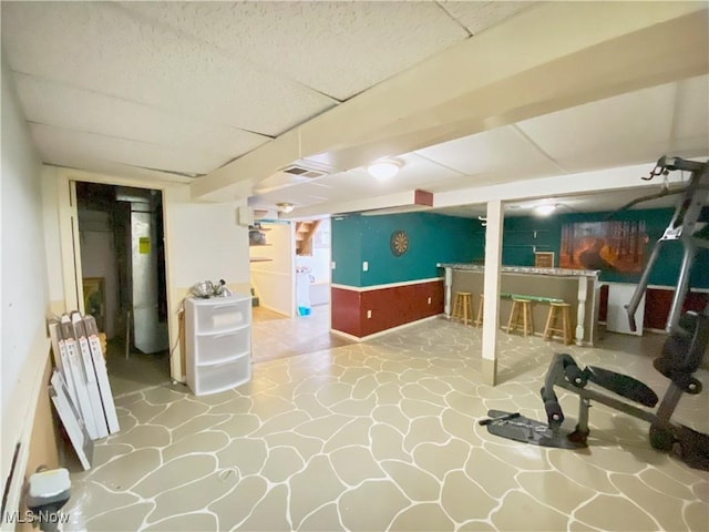 123 Prentiss St, Munroe Falls, OH 44262 - finished below grade area with a bar and a drop ceiling