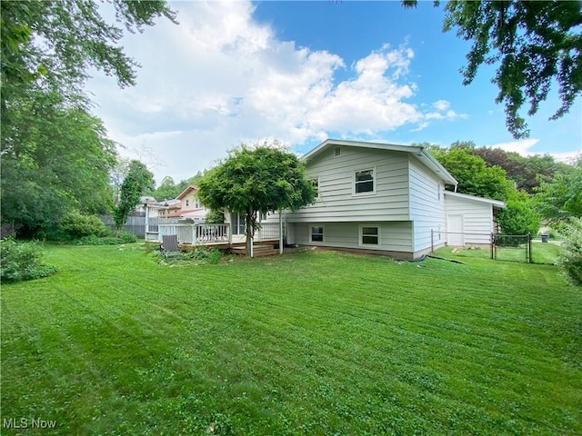 123 Prentiss St, Munroe Falls, OH 44262 - back of house with a deck and a gate