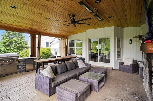 7305 Alexander Rd, Concord, OH 44077 - view of patio / terrace featuring outdoor lounge area, an outdoor kitchen, and a ceiling fan