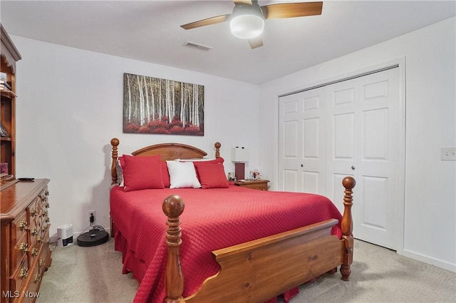 47688 Tomahawk Dr, Negley, OH 44441 - bedroom with carpet, a closet, and a ceiling fan