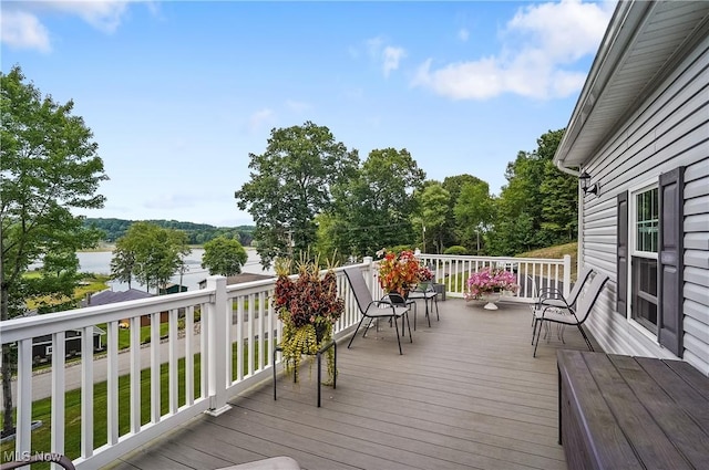 47688 Tomahawk Dr, Negley, OH 44441 - wooden terrace with a water view and view of wooded area