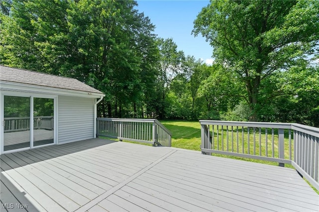 70 Maple St, Canfield, OH 44406 - wooden terrace featuring a yard and view of scattered trees