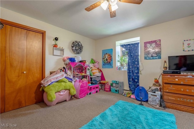 1715 High St, Louisville, OH 44641 - game room with carpet and ceiling fan