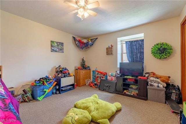 1715 High St, Louisville, OH 44641 - recreation room featuring carpet and ceiling fan
