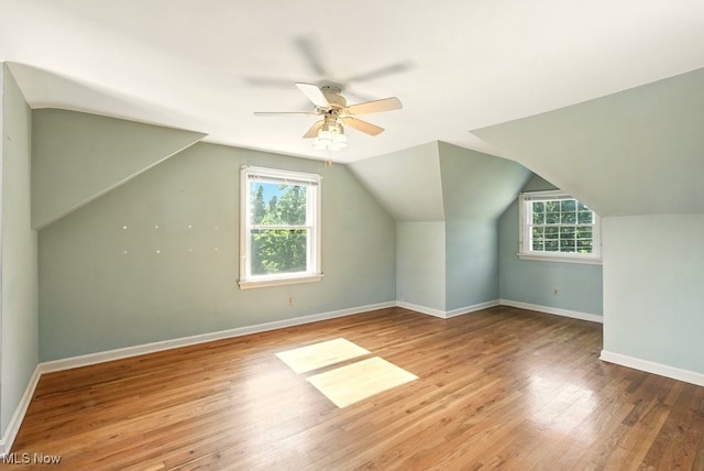 5105 E Sprague Rd, Independence, OH 44131 - additional living space featuring healthy amount of natural light, a ceiling fan, wood finished floors, and vaulted ceiling
