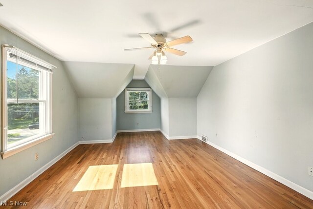 5105 E Sprague Rd, Independence, OH 44131 - additional living space with wood finished floors, a ceiling fan, and lofted ceiling