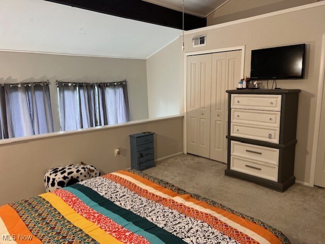 2091 Penguin Ave, Akron, OH 44319 - carpeted bedroom featuring vaulted ceiling and a closet