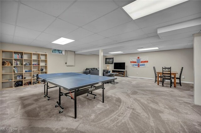 561 Willard Rd, Aurora, OH 44202 - rec room with carpet floors and a paneled ceiling