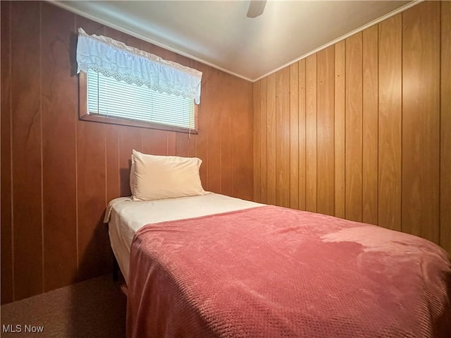 30 Bond St, Niles, OH 44446 - bedroom with wood walls and ceiling fan