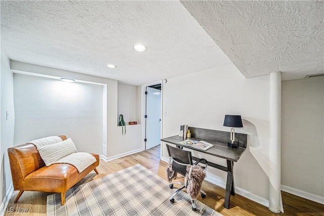 30529 Ridge Rd, Wickliffe, OH 44092 - office with light wood-type flooring, a textured ceiling, and recessed lighting