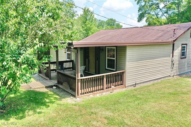 33 Knight Ln, Big Bend, WV 26136 - rear view of property featuring a yard and a wooden deck