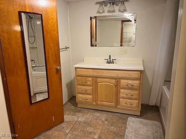 525 W 39th St, Shadyside, OH 43947 - full bath featuring vanity and shower / tub combo with curtain