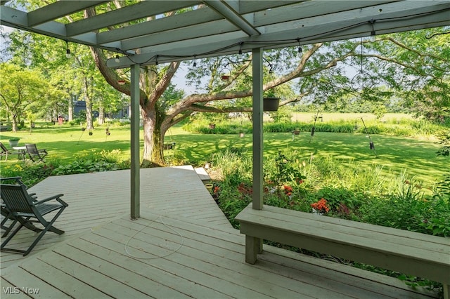 82 Pyle Rd, Oberlin, OH 44074 - wooden terrace with a pergola and a lawn