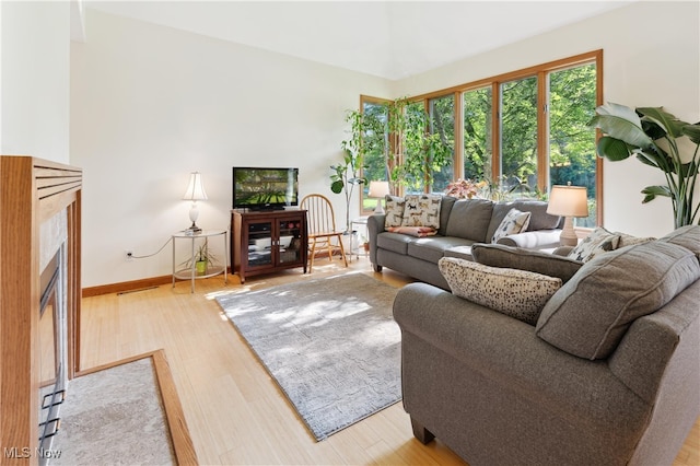 82 Pyle Rd, Oberlin, OH 44074 - living room featuring a fireplace and light wood-type flooring