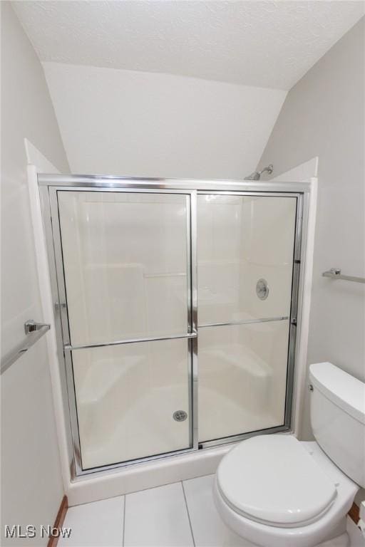 373 Chesapeake Cv, Painesville, OH 44077 - full bathroom featuring a shower stall and vaulted ceiling