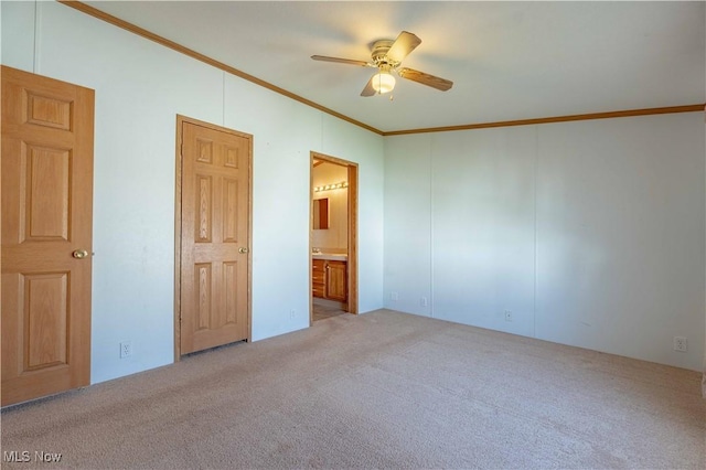 18592 Edwards Rd Unit 1, Doylestown, OH 44230 - unfurnished bedroom featuring crown molding, carpet flooring, ensuite bathroom, and ceiling fan