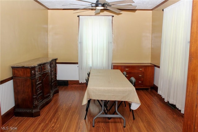 195 W 10th St, Salem, OH 44460 - bedroom with wood finished floors, ornamental molding, and ceiling fan
