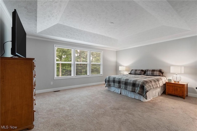 7319 Montella Ave NW, Canal Fulton, OH 44614 - carpeted bedroom with a tray ceiling, a textured ceiling, and crown molding