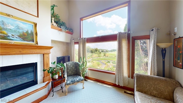 3383 Suffolk Downs, Stow, OH 44224 - sitting room with carpet flooring, plenty of natural light, and a fireplace